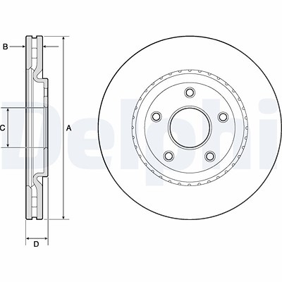 Delphi Bremsscheibe [Hersteller-Nr. BG4759C] für Chrysler, Dodge, Fiat, Lancia von Delphi