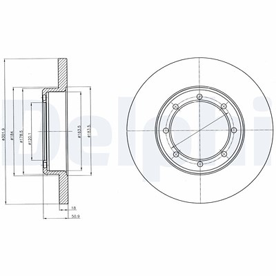 Delphi Bremsscheibe Hinterachse Voll [Hersteller-Nr. BG4344] für Nissan, Opel, Renault, Vauxhall von Delphi