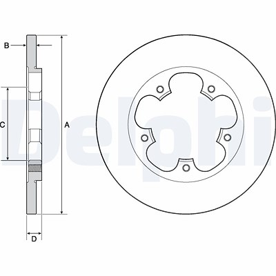 Delphi Bremsscheibe Hinterachse Voll [Hersteller-Nr. BG4681C] für Ford von Delphi