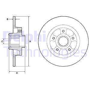 Delphi Bremsscheibe Hinterachse Voll [Hersteller-Nr. BG9132RS] für Renault von Delphi