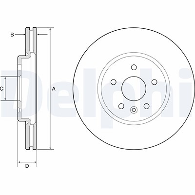 Delphi Bremsscheibe Vorderachse Belüftet [Hersteller-Nr. BG4783C] für Opel, Vauxhall von Delphi