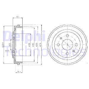 Delphi Bremstrommel [Hersteller-Nr. BF136] für Autobianchi, Fiat, Lancia, Seat, Yugo, Zastava von Delphi