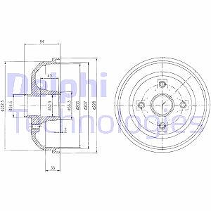 Delphi Bremstrommel [Hersteller-Nr. BF471] für Opel, Vauxhall von Delphi