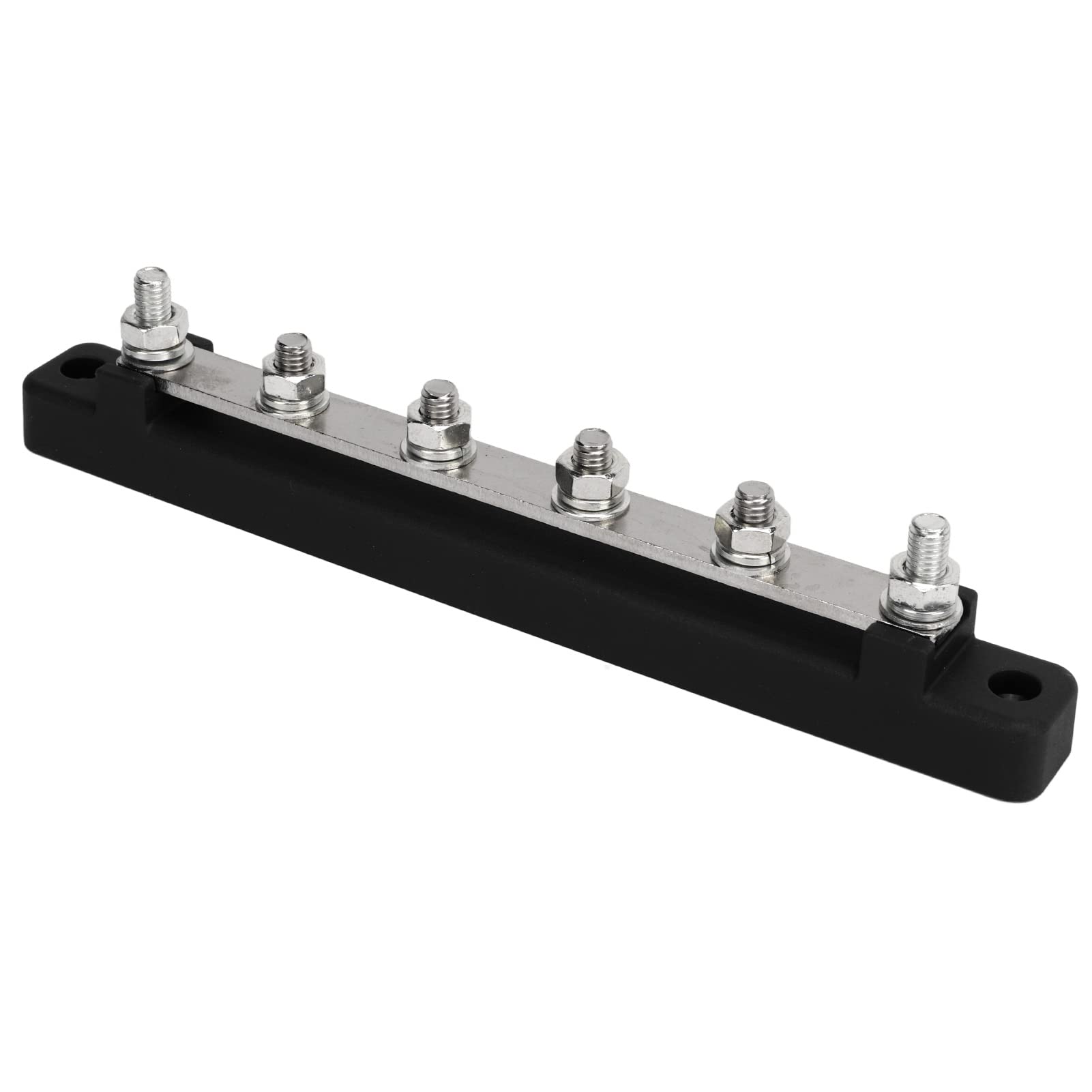 Stromverteilerblock mit Nieten, Messingplatinen-Sammelschiene DC 12V-48V M6 6 Anschlüsse für Boote (Schwarz) von Demeras