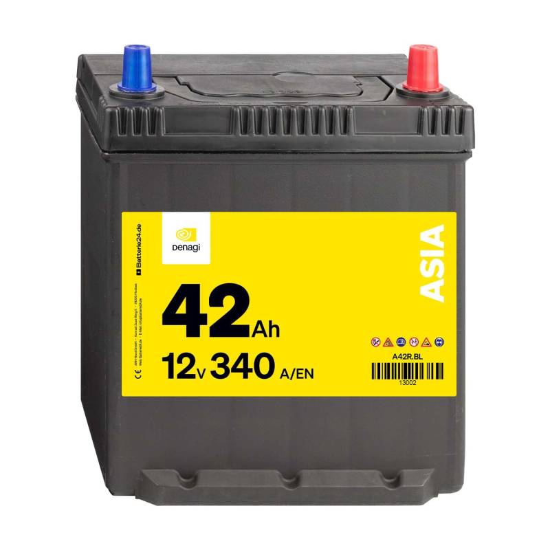 Denagi ASIA A42R BL Autobatterie 12V 42Ah 340A/EN mit Bodenleiste von Denagi