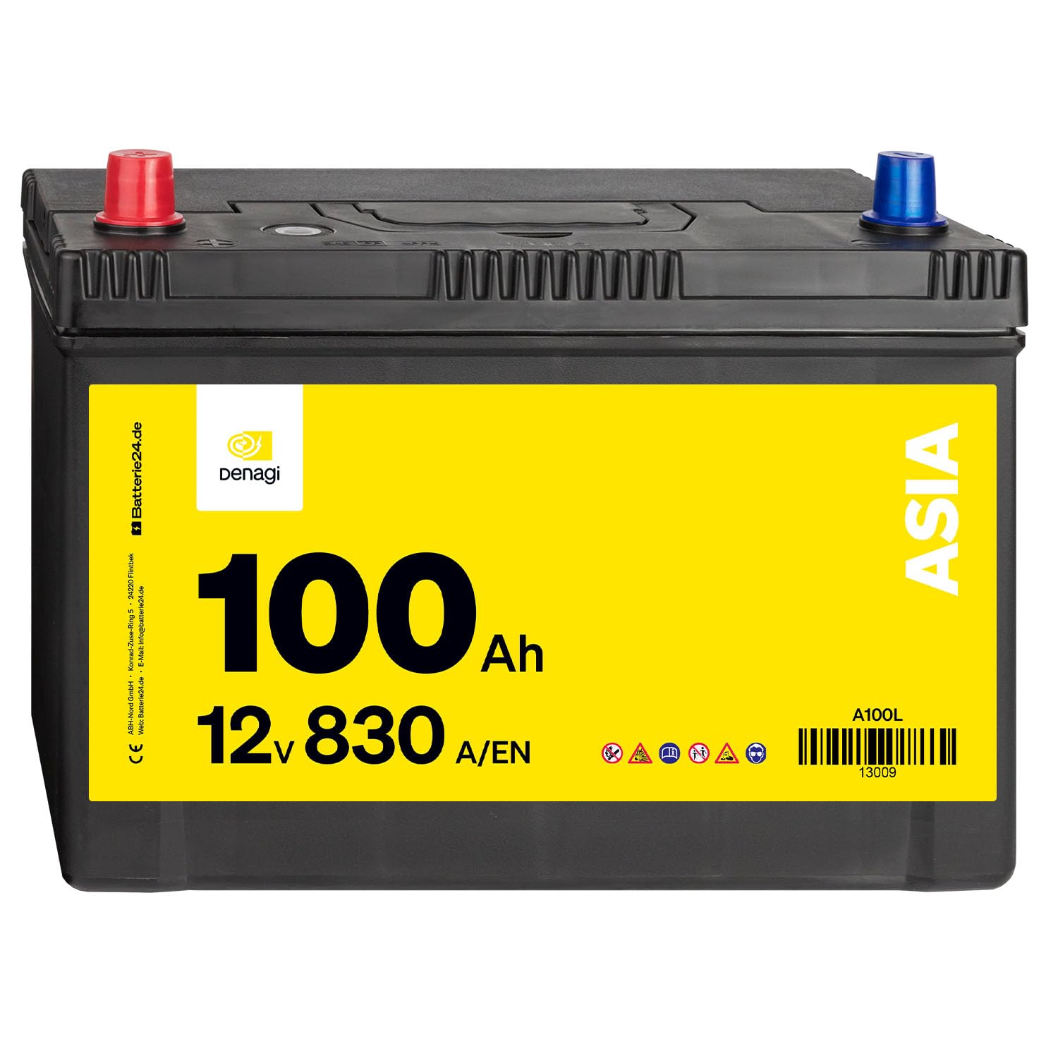 Denagi ASIA Autobatterie A100L 12V 100Ah 830A/EN Starterbatterie von Denagi