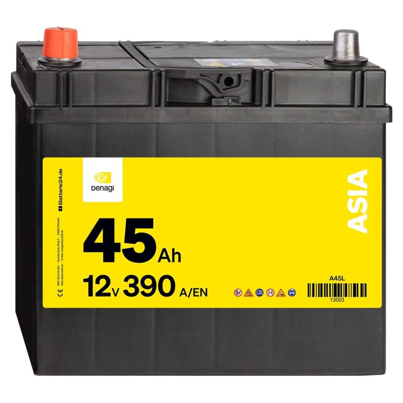 Denagi ASIA Autobatterie A45L 12V 45Ah 390A/EN Starterbatterie von Denagi