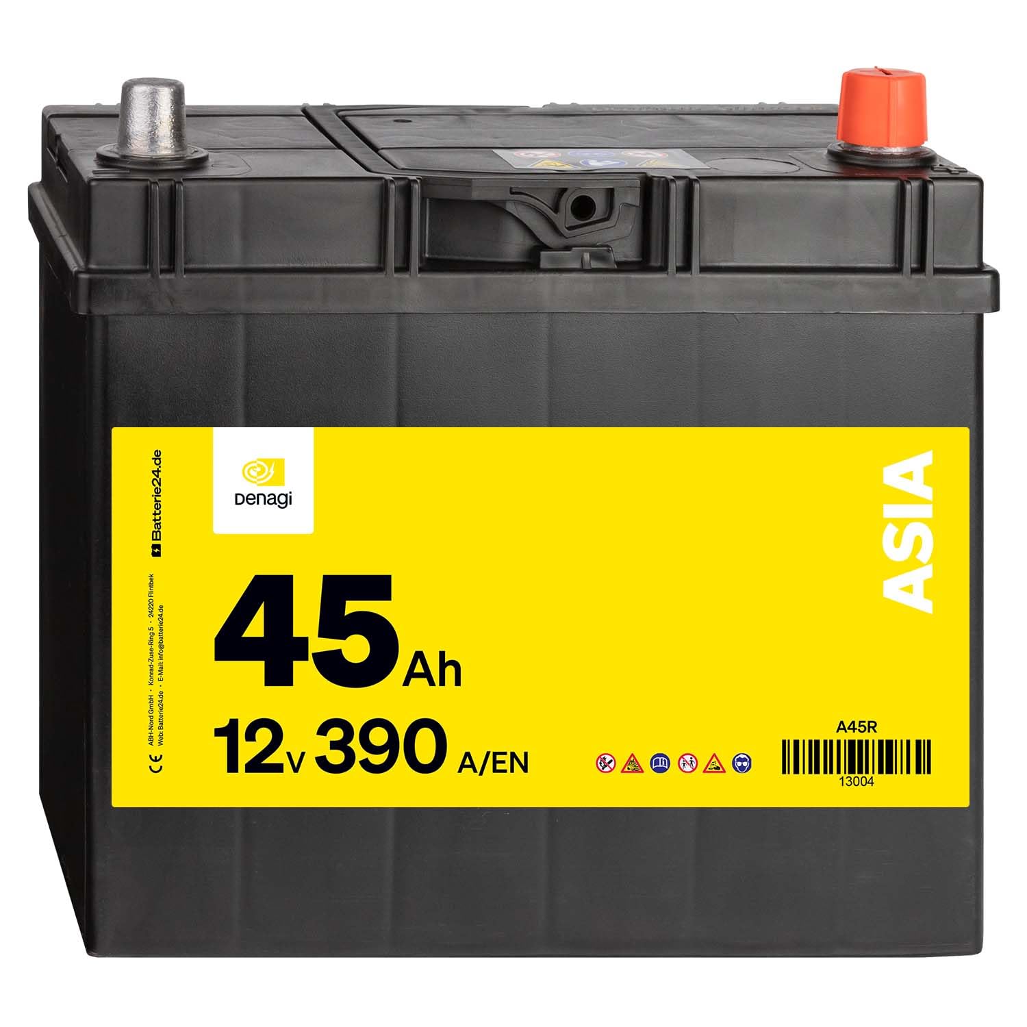 Denagi ASIA Autobatterie A45R 12V 45Ah 390A/EN Starterbatterie von Denagi