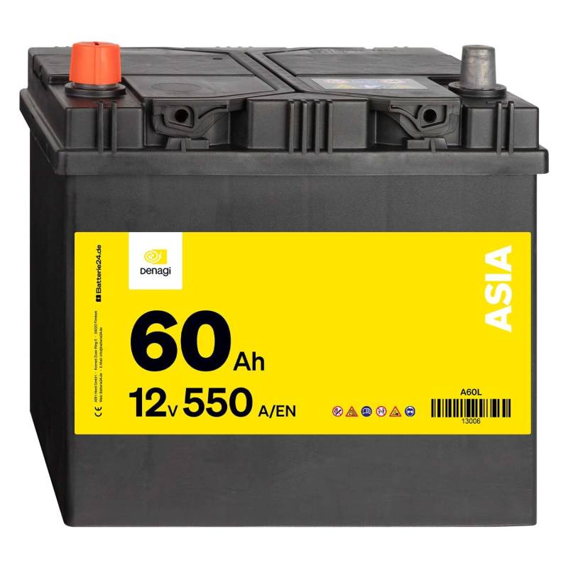 Denagi ASIA Autobatterie A60L 12V 60Ah 550A/EN Starterbatterie von Denagi