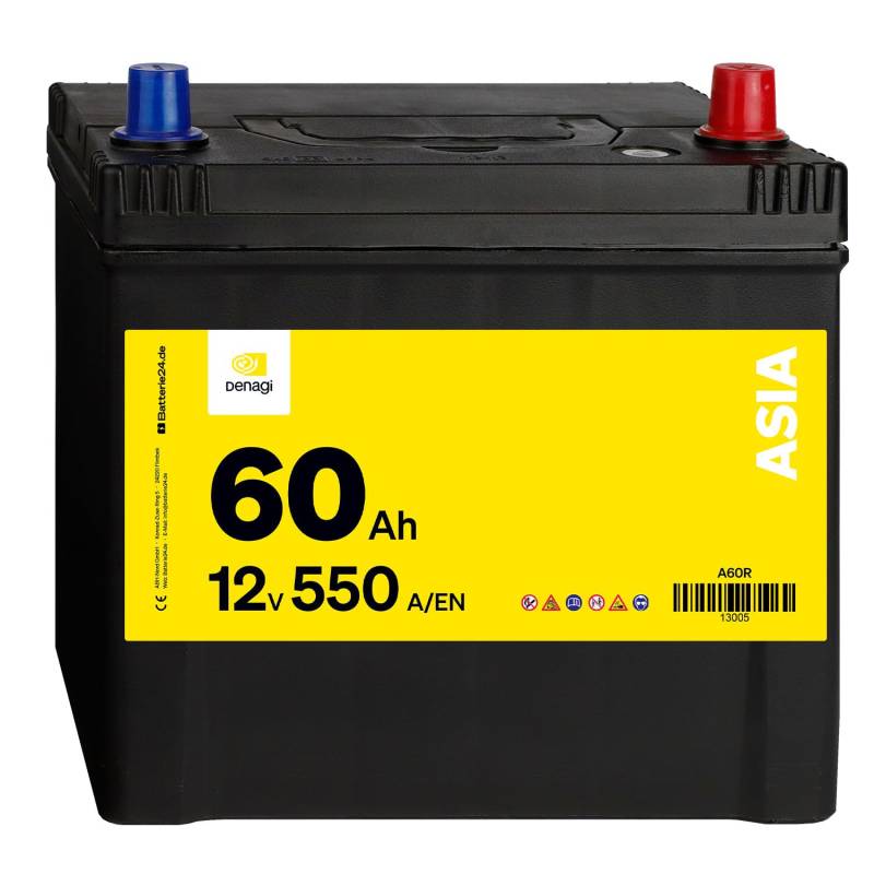 Denagi ASIA Autobatterie A60R 12V 60Ah 550A/EN Starterbatterie von Denagi