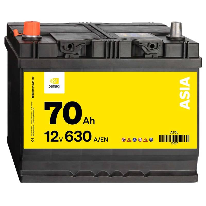 Denagi ASIA Autobatterie A70L 12V 70Ah 630A/EN Starterbatterie von Denagi