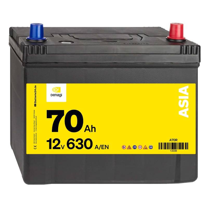 Denagi ASIA Autobatterie A70R 12V 70Ah 630A/EN Starterbatterie von Denagi