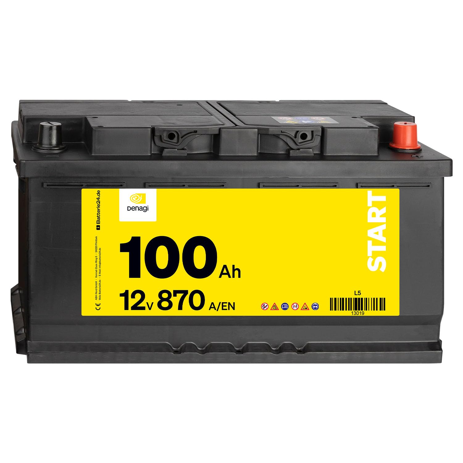 Denagi Start Autobatterie 12V 100Ah 870A/EN Starterbatterie, absolut wartungsfrei von Denagi