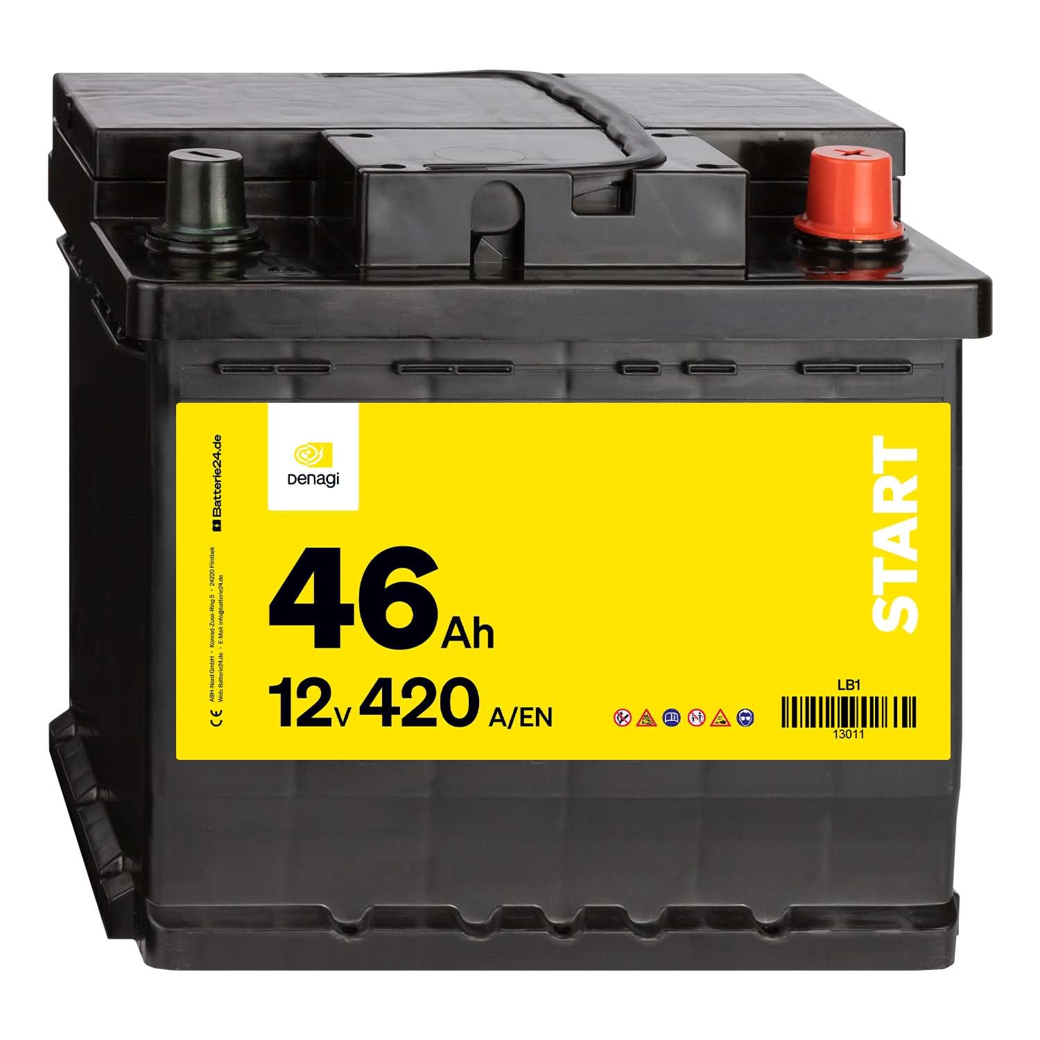 Denagi Start Autobatterie 12V 46Ah 420A/EN Starterbatterie, absolut wartungsfrei von Denagi