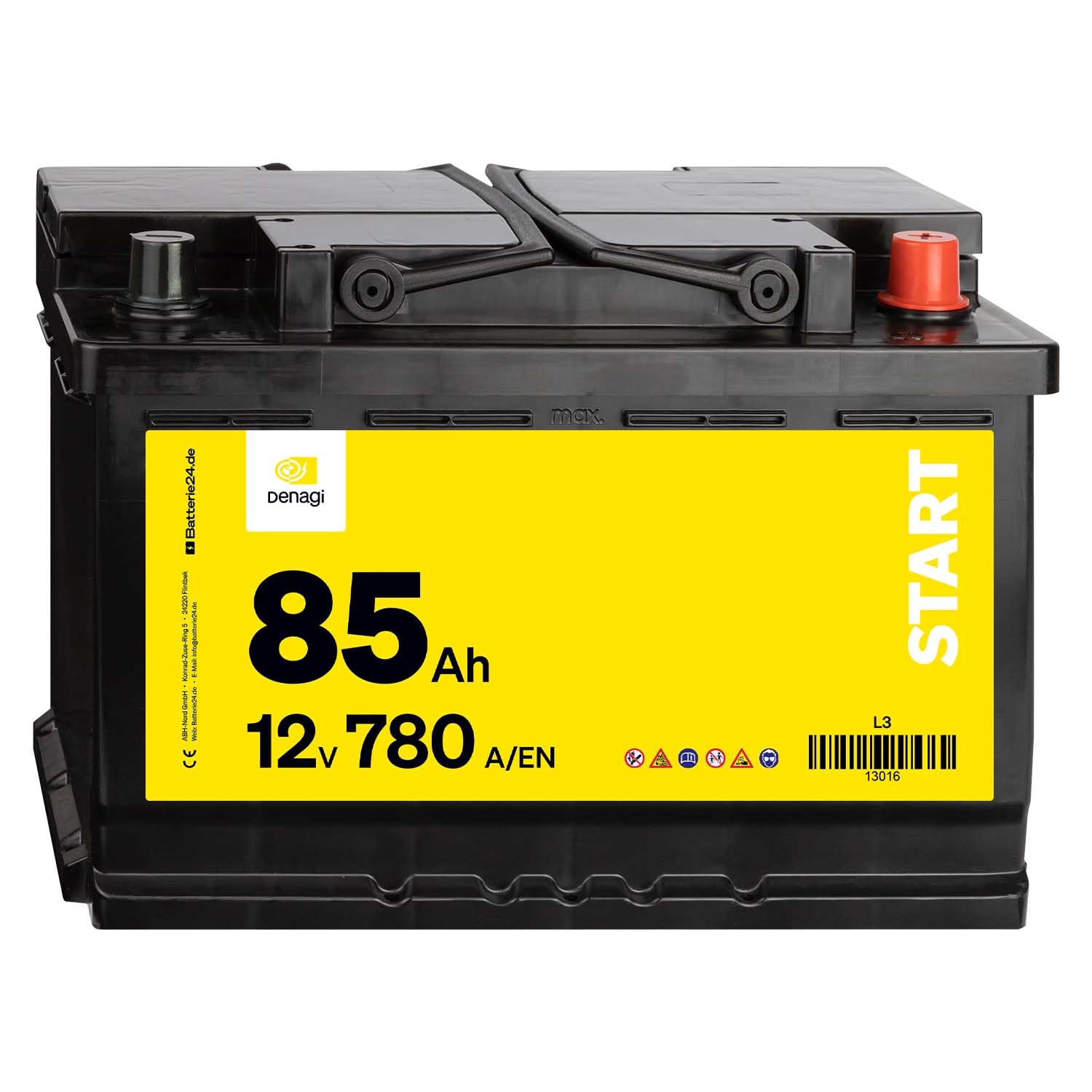 Denagi Start Autobatterie 12V 85Ah 780A/EN Starterbatterie, absolut wartungsfrei von Denagi