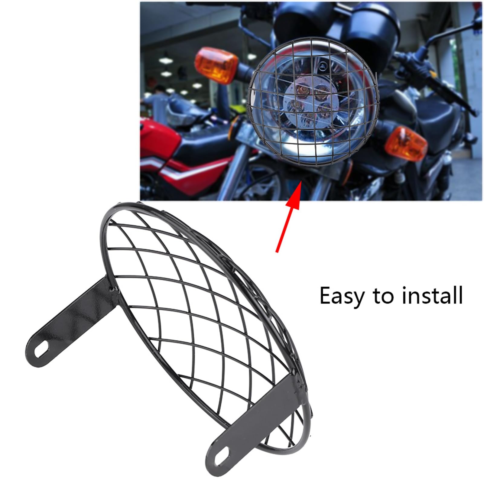 Denash Motorrad-Scheinwerfergrill, Scheinwerfer-Lampenabdeckung, Haltbarkeit, Cooles Motorrad-Radfahren für Rennräder, Mountainbikes (BLACK) von Denash