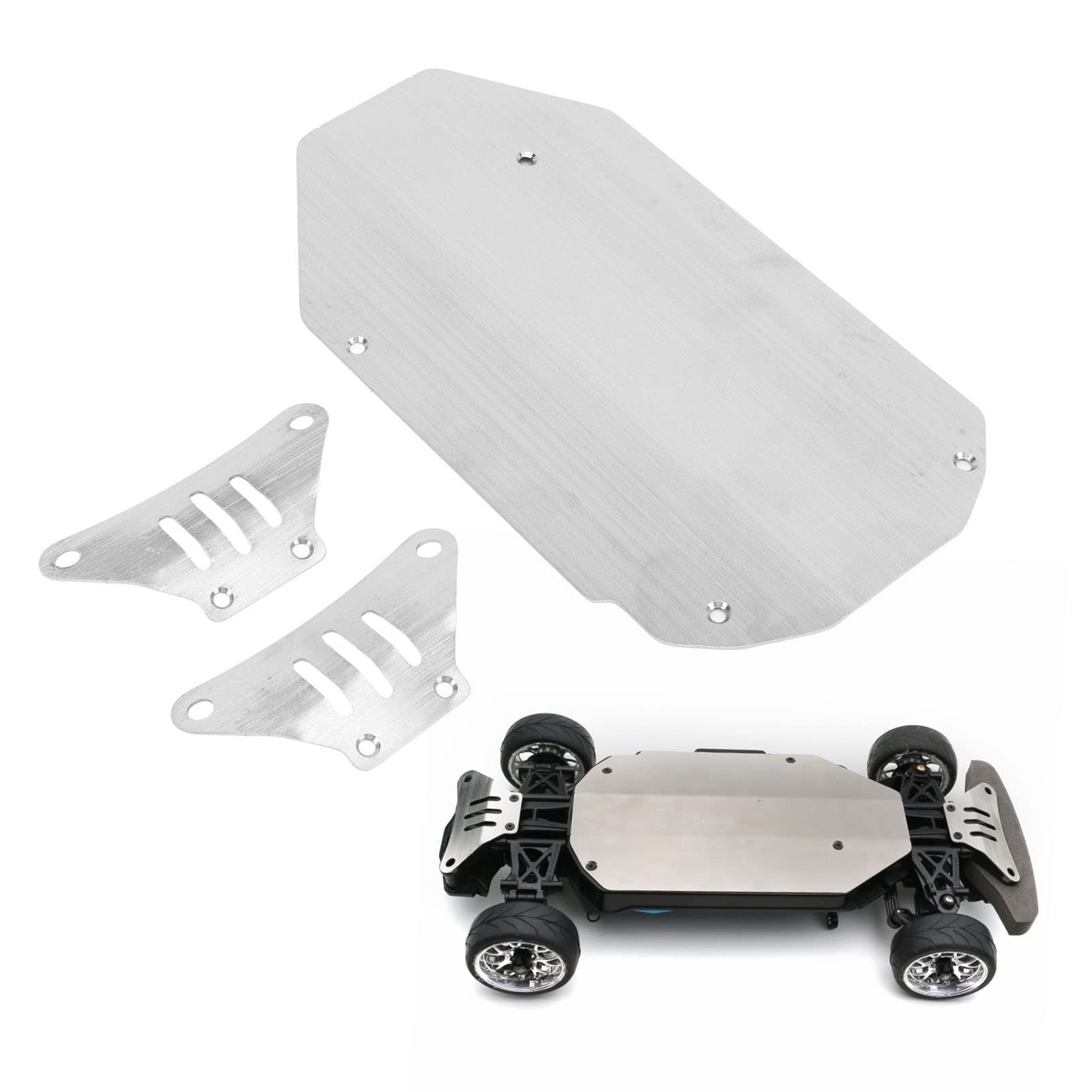 RC-Chassis-Rüstungsset für for Tamiya TT02 1/10 RC-Car, Edelstahl-Chassis-Rüstung, Unterfahrschutz, Getriebeschutz, RC-Car-Upgrade-Teile, Metall-RC-Car-Rüstung, von Depisuta