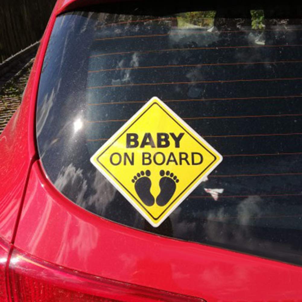 BABY ON BOARD Footprint Car Body Window Reflective Sticker Warning Sign Decor - Black + Yellow von Derkoly