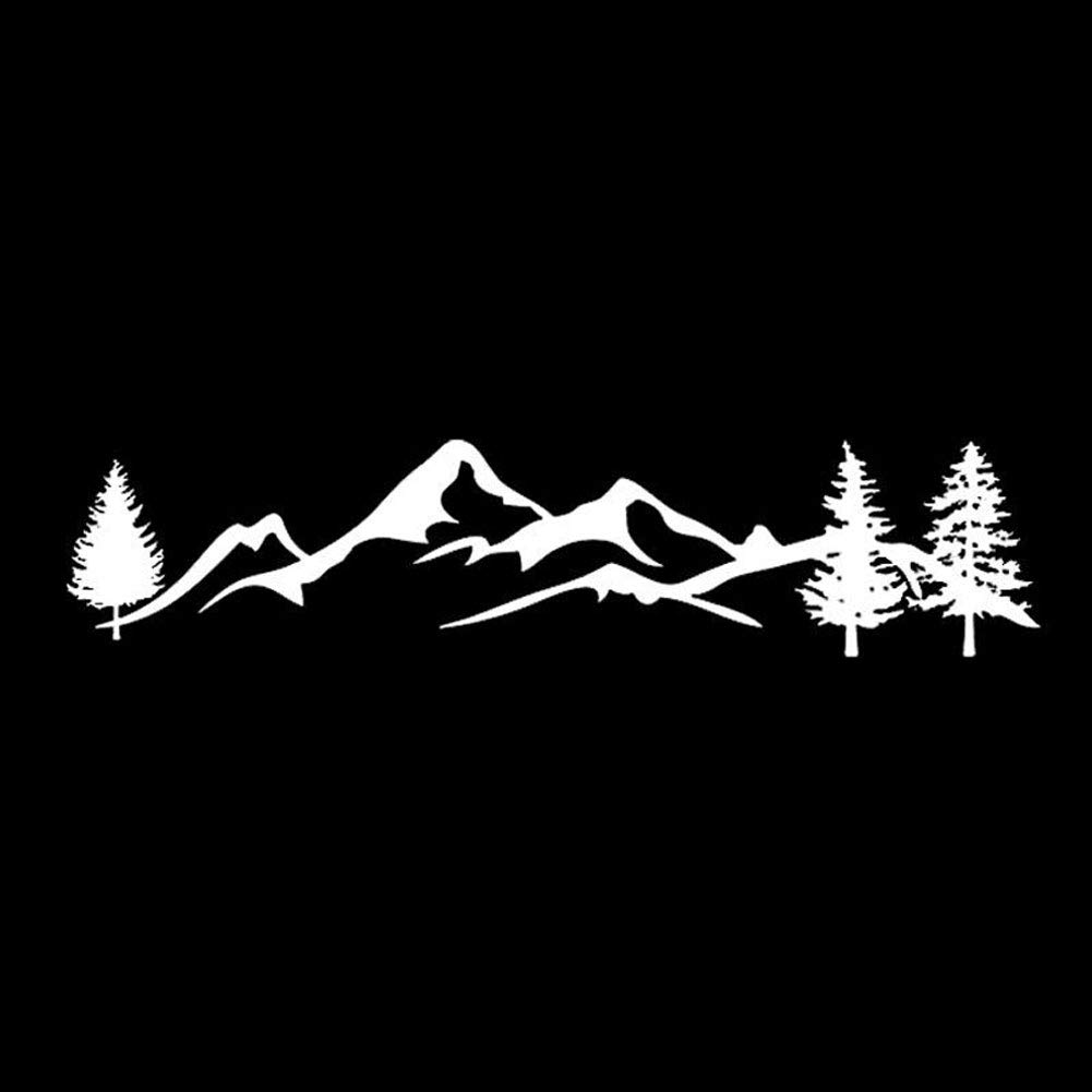 Reflective Tree Mountain Scene Car Styling Stickers Auto Windows Decals Decor - White von Derkoly