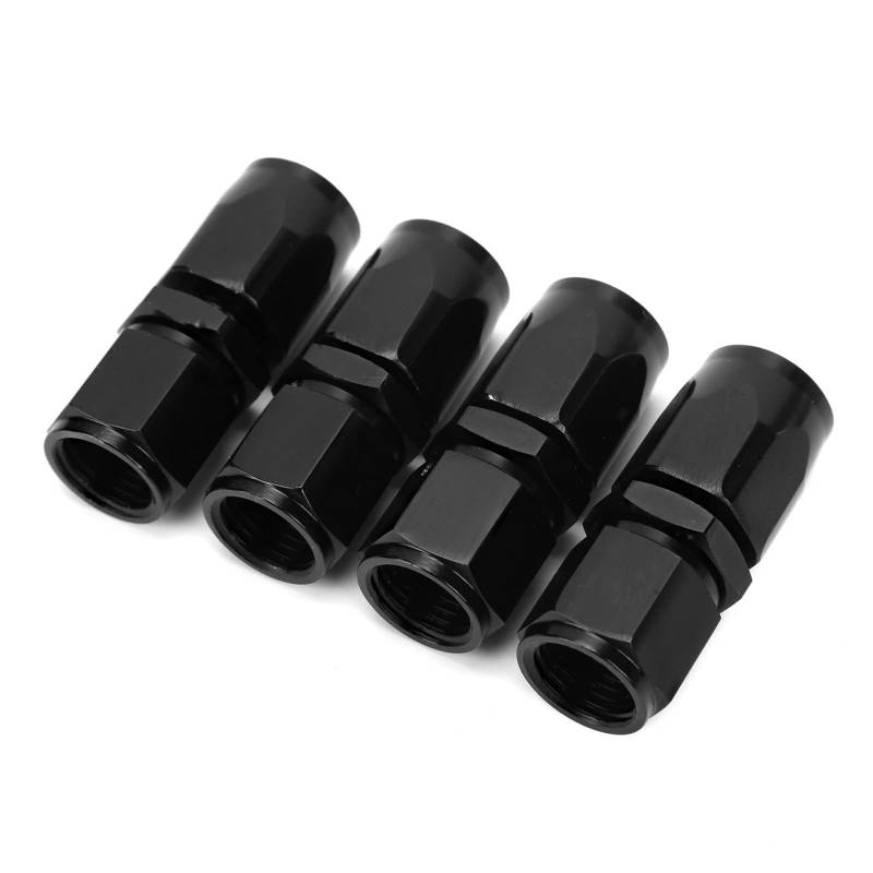 4 Stück Universal Gerade AN6 ‑6AN Schwenkbares Schlauchende Fitting Adapter Polierfläche (Schwarz) von Deror