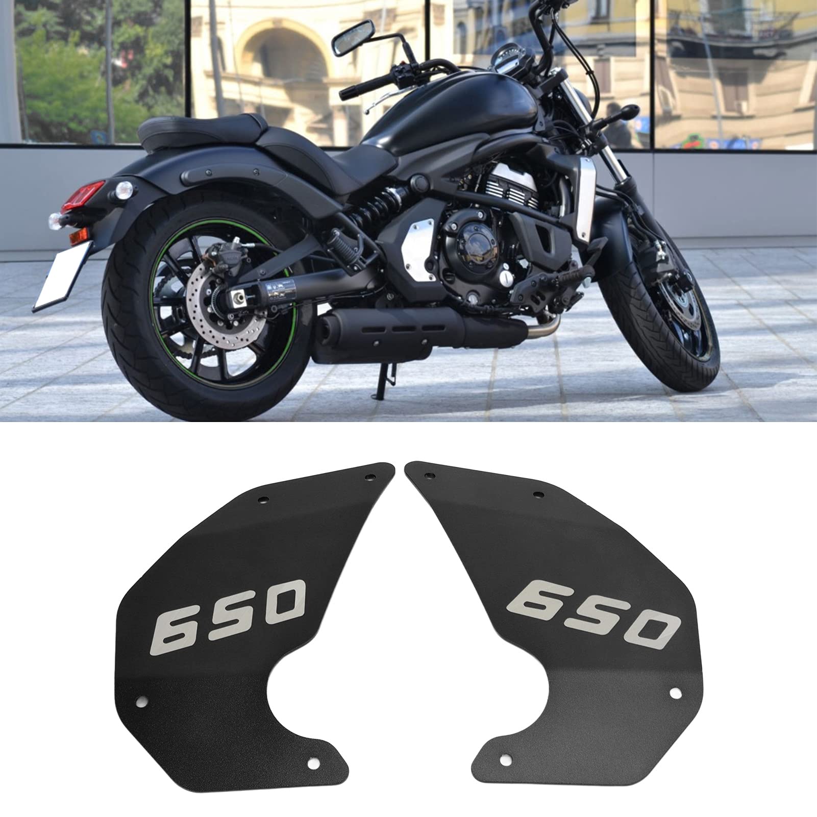 Motorrad Seitenabdeckung, 2 Stück Motorrad Seitenabdeckung Rahmen Panel Platte Ersatz für Kawasaki Vulcan S 650 2015-2021(Schwarz) von Deror