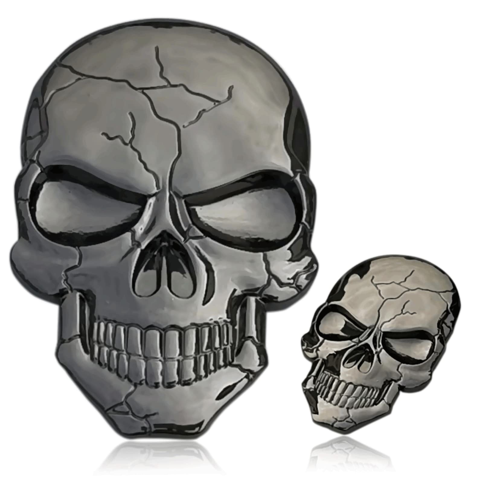 Deselen Metall Totenkopf Aufkleber Abziehbild Ornament, 3D Auto Sticker Optisch Hochwertig Totenköpfe Metallaufkleber, Autoaufkleber Tuning, 2 Packungen, Schwarz von Deselen