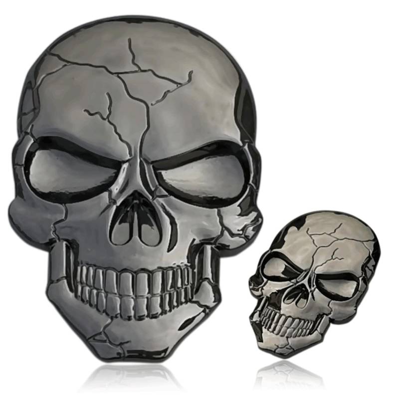 Deselen Metall Totenkopf Aufkleber Abziehbild Ornament, 3D Auto Sticker Optisch Hochwertig Totenköpfe Metallaufkleber, Autoaufkleber Tuning, 2 Packungen, Schwarz von Deselen