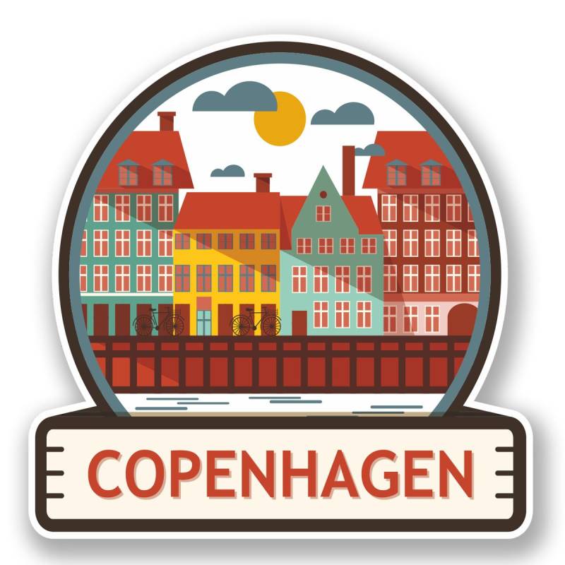 2 x 10 cm Copenhagen Vinyl Aufkleber Reise Gepäck Koffer Label Dänemark #5887 (10 cm x 10 cm) von DestinationVinyl