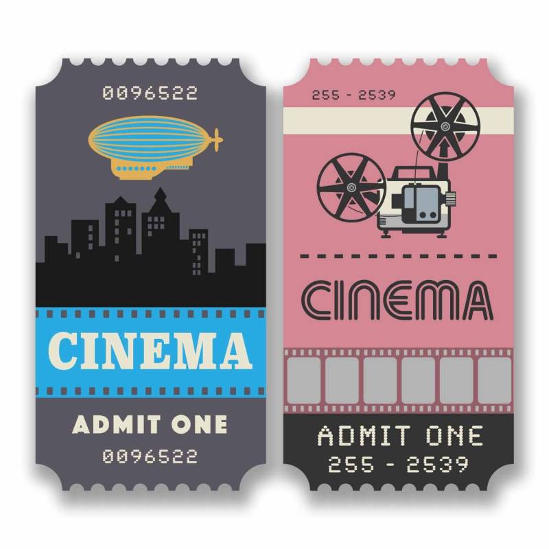 2 x 10 cm Retro Kino Ticket Vinyl Aufkleber Decals Laptop Movie Lover Fun #9809 (5,5 cm breit x 10 cm hoch) von DestinationVinyl