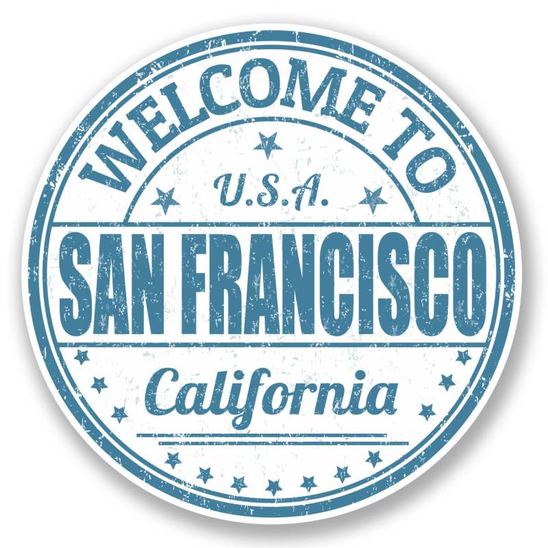 2 x 10 cm San Francisco Vinyl Aufkleber Gepäck Travel Tag California USA Fun #5739 (10 cm x 10 cm) von DestinationVinyl