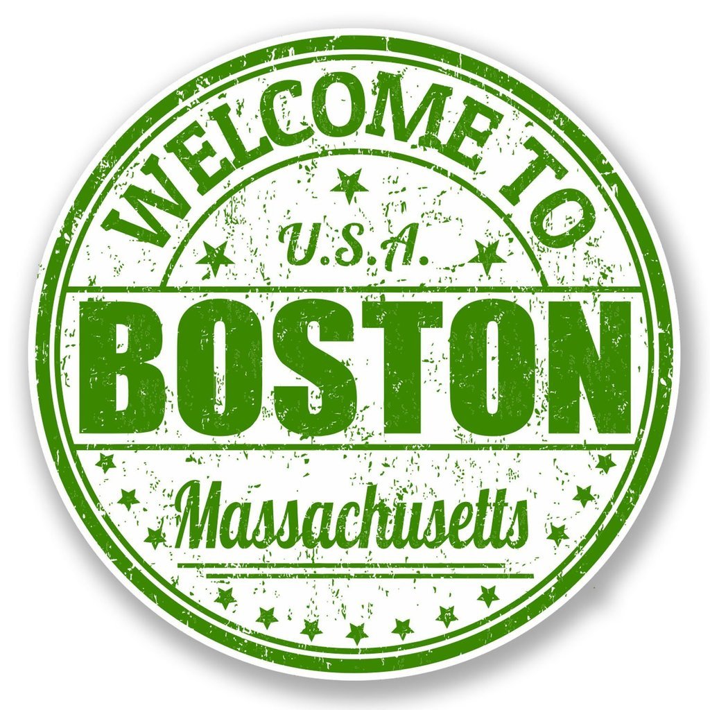 2 x 10cm/100mm Boston, Massachusetts, USA Vinyl SELBSTKLEBENDE STICKER Aufkleber Laptop reisen Gepäckwagen Cool Zeichen Spaß #5997 von DestinationVinyl