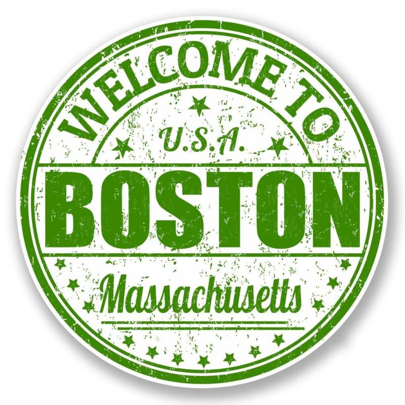 2 x 10cm/100mm Boston, Massachusetts, USA Vinyl SELBSTKLEBENDE STICKER Aufkleber Laptop reisen Gepäckwagen Cool Zeichen Spaß #5997 von DestinationVinyl