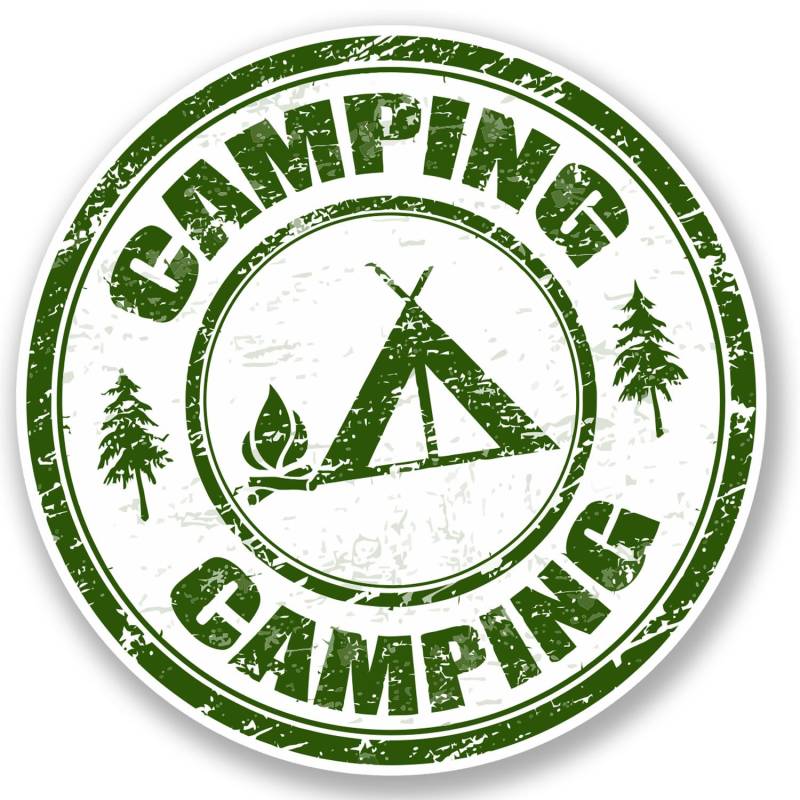 2 x Camping-Vinyl-Aufkleber für Fahrrad, Laptop, Reisegepäck, Zelt, Baum, Geschenk, #4694 (10 x 10 cm) von DestinationVinyl