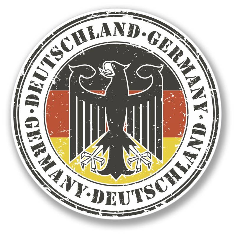 2 x Deutschland Deutschland Deutschland Deutschland Adler Aufkleber Auto Bike iPad Laptop Aufkleber #4107 (10cm x 10cm) von DestinationVinyl