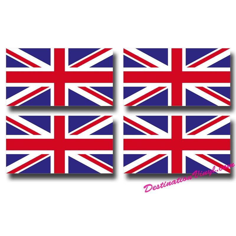 4 x glänzende Vinyl-Aufkleber – Union Jack kleine Flagge 3 cm 30 mm Fahrradhelm #0064F (wie abgebildet). von DestinationVinyl