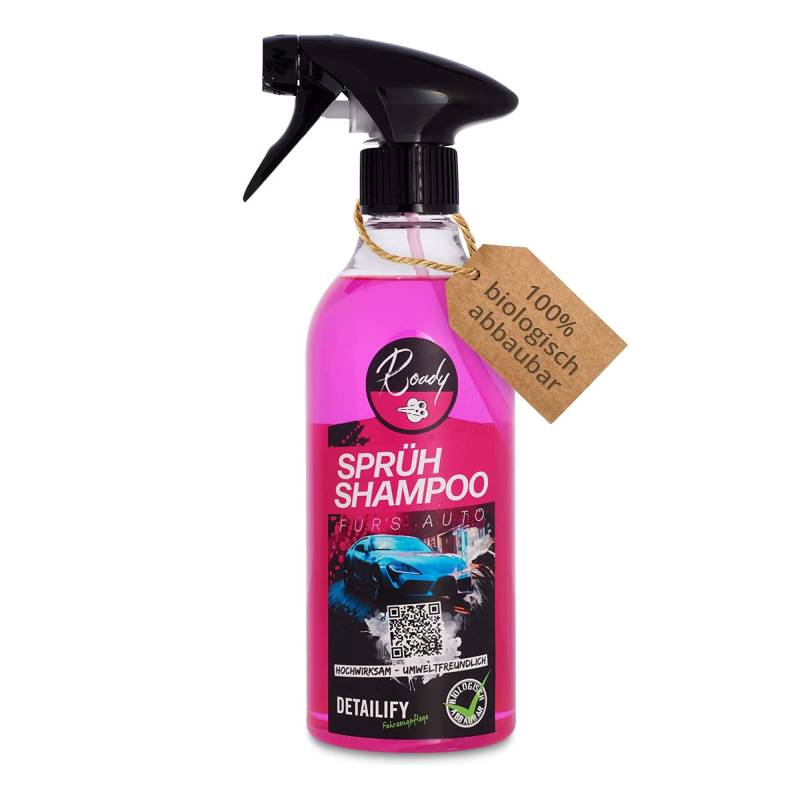 Detailify Sprühshampoo Roady Autoshampoo Wasserlose Dry Reinigung Korrosionsschuz Autowäsche ohne Wasser Trockenreiniger Auto Glanz Detailing Lackpflege Spray | Umweltfreundlich von Detailify