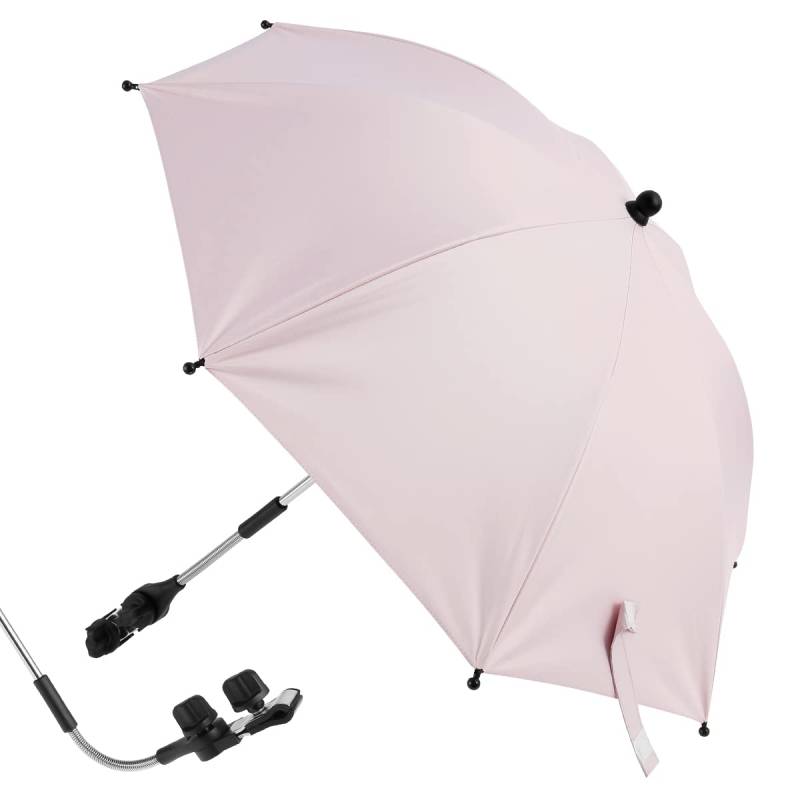 Universeller 50+ UV-Kinderwagen-Sonnenschirm mit Verstellbarer Klemme und flexiblem Arm für Kinderwagen, Kinderwagen, Fahrrad, Rollstuhl, Strandkorb (Rosa, 85CM(B)) von Deuson