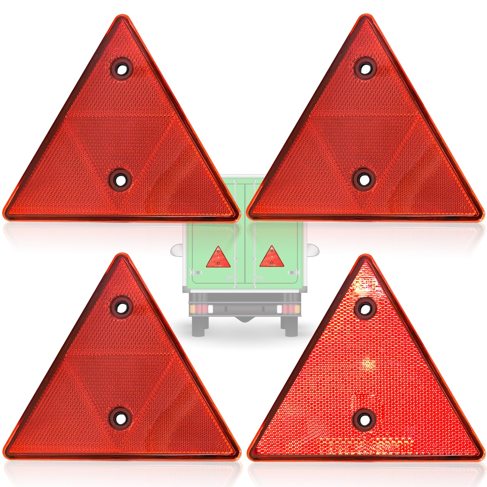 4Pcs Dreieck Reflektor, Dreieck-Rückstrahler Reflektor, Rot Anhänger Reflektor Dreiecke, Dreieck Anhänger Katzenauge Rückstrahler für Auto Anhänger, Traktor, Wohnwagen von Devenirriche