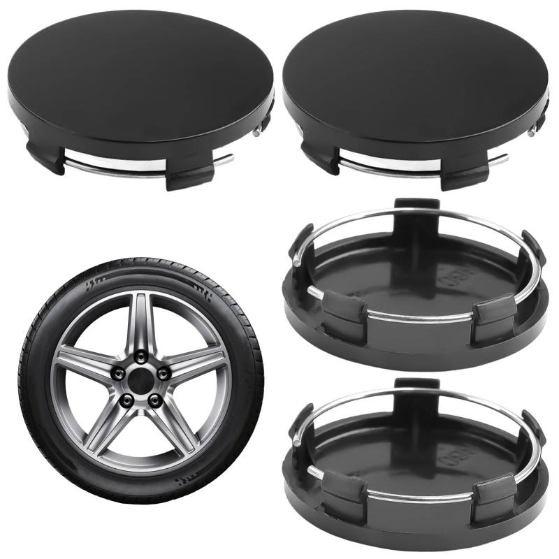 4 Stück Universal Nabendeckel OD 60mm ID 56mm, Radnabenkappen, Schwarz Nabenkappen Radnabendeckel Set, ABS Felgenkappen, Einfache Installation, Auto Zubehör für Radnaben Geeignet für Autos & SUVs von Dewfigs ㅤ