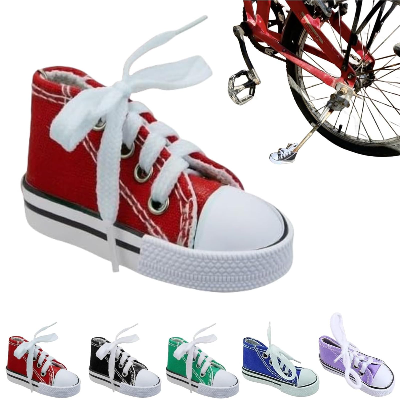 Personalisierte Motorrad-Fußstütze, kleiner Schuh, Motorrad-Seitenständer, Ständer-Verlängerungspad, 1 x Motorradständer, niedliche Mini-Canvas-Schuhe, Seitenständer, Motorradzubehör (rot) von Deysen