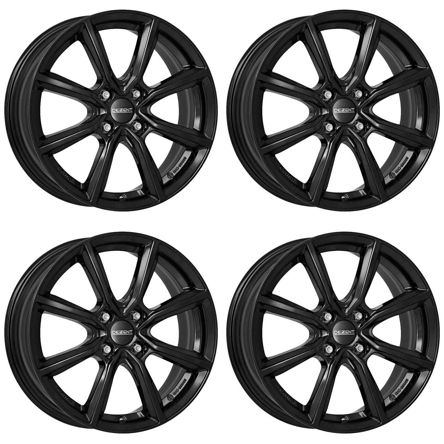 4x Dezent Felgen Alufelgen TN black 6.5Jx16 ET35 4x98 kompatibel mit Fiat 500 Bravo Fiorino/Fiorino Van Idea Linea Qubo Stilo 500 Elec von Dezent