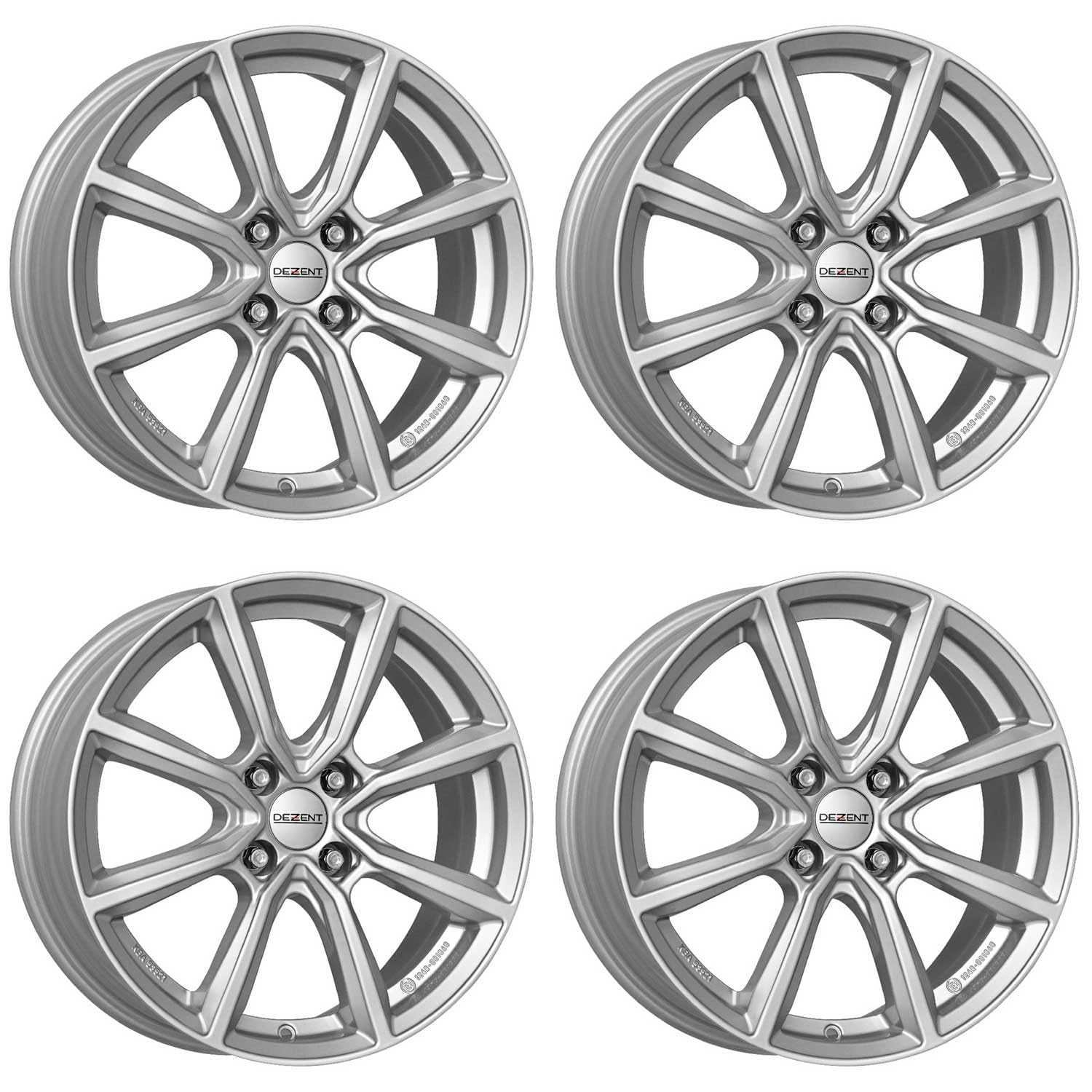 4x Dezent Felgen TN silver 6.0Jx15 ET45 4x100 kompatibel mit Renault Clio Grand Modus Modus Zoe von Dezent