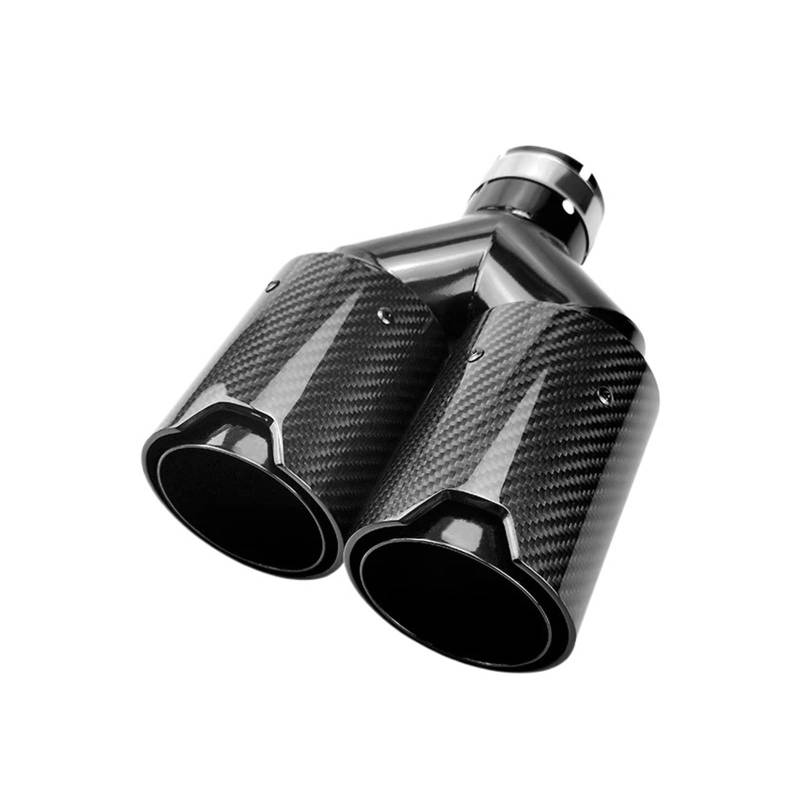 Auto Auspuffrohr Auto Carbon Fiber Glänzend Schalldämpfer Spitze Y Form Doppel Auspuffrohr Düse Dekoration Universal Edelstahl Schwarz Für Auspuff Endrohr von Dfvajwc