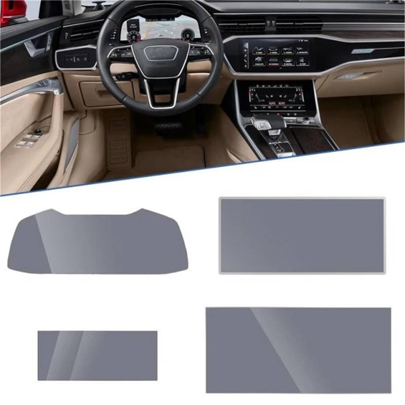 Displayschutzfolie Für A6 Für C8 4K Für A7 Für 4K8 2019 2020 2021 Auto Navigation Instrument AC Film GPS Touch Full Screen Protector Gehärtetes Glas Zubehör GPS-Navigations-Displayschutz(4 PCS Set) von Dfvajwc