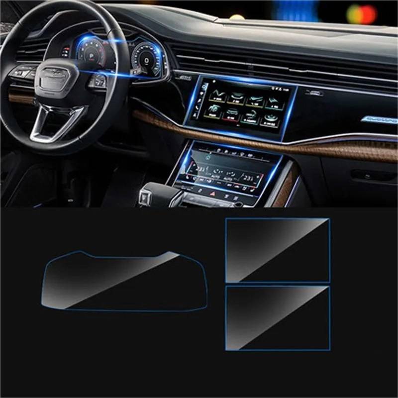 Displayschutzfolie Für A6 Für C8 Für A7 2018 2019 2020 Auto GPS Navigation Gehärtetem Glas Screen Protector Stahl Schutz Film Zubehör GPS-Navigations-Displayschutz(Instrument up Lower) von Dfvajwc