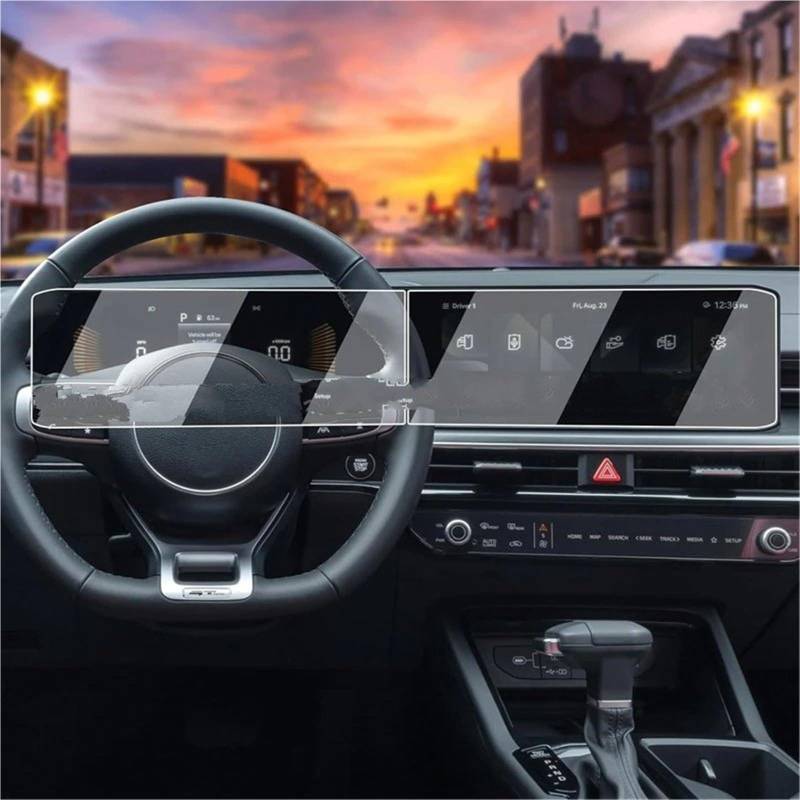 Displayschutzfolie Für Kia Für Karneval 2025 12,3 Zoll Auto LCD GPS Navigation Und Dashboard Anti-scrtch Film Gehärtetes Glas Screen Protector GPS-Navigations-Displayschutz von Dfvajwc