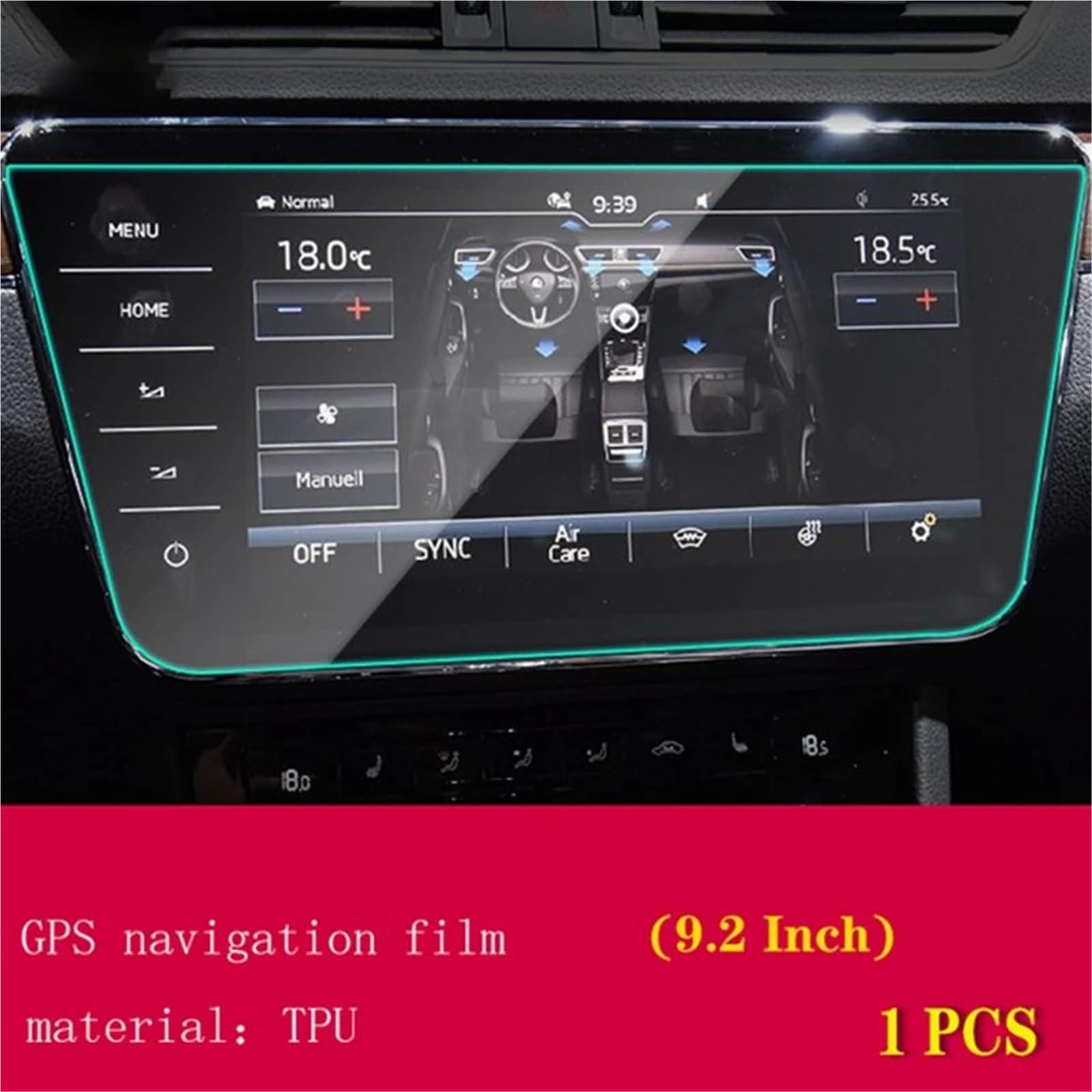 Displayschutzfolie Für Skoda Für Superb 2019 2020 2021 2022 2023 Auto Innen Navigation Getriebe Panel Transparente TPU Schutz Film Anti-scratch Reparatur Zubehör GPS-Navigations-Displayschutz(9.2 inch von Dfvajwc