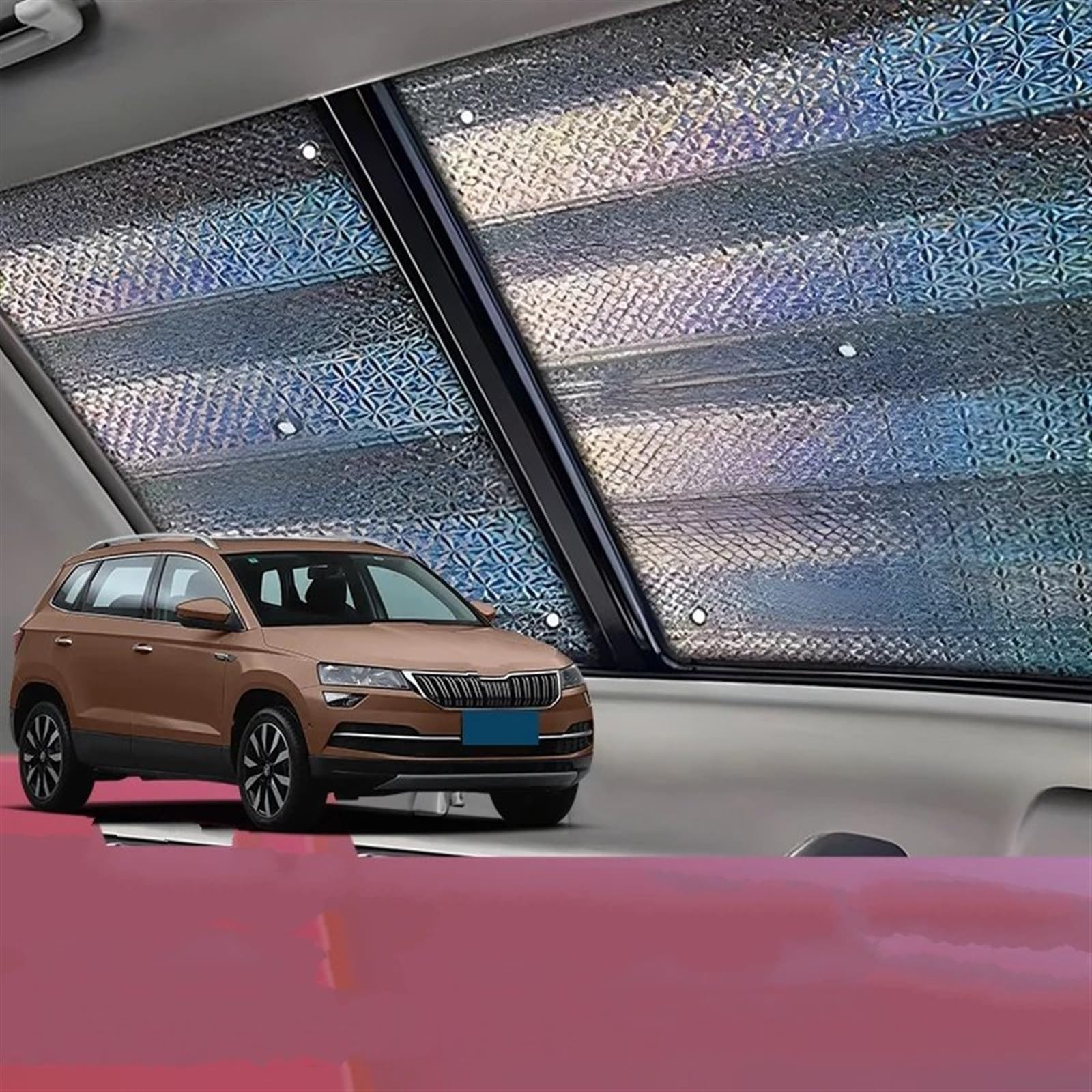 Sonnenschutz Seitenfenster Für Skoda Für Karoq Für NU7 2017 2018 2019 2020 2021 2022-2024 Auto Panoramadach 2X Hitzeschild Fenster Sonnenschutz Anti-UV Schiebedach Sonnenschirm Auto-Sonnenblende von Dfvajwc