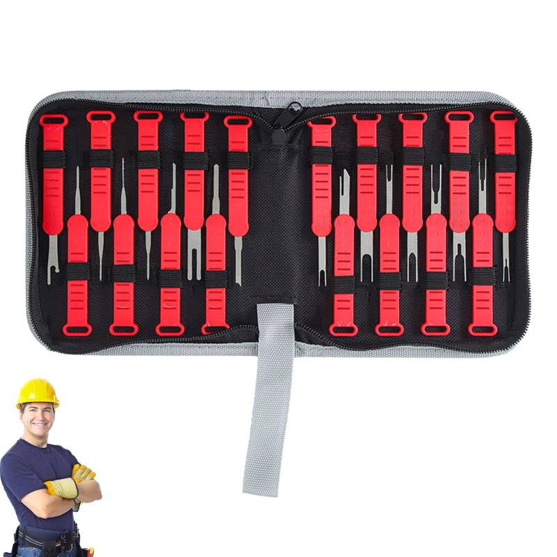 1 Set Terminal Removal Tool (18pcs), Terminal Removal Tool Kit, Pin Removal Tool , Electrical Wiring Connector Terminal Release Kit Non-Slip Gloves Rubber Handle Strength Stainless Steel Tip For Car von Dgayaeic