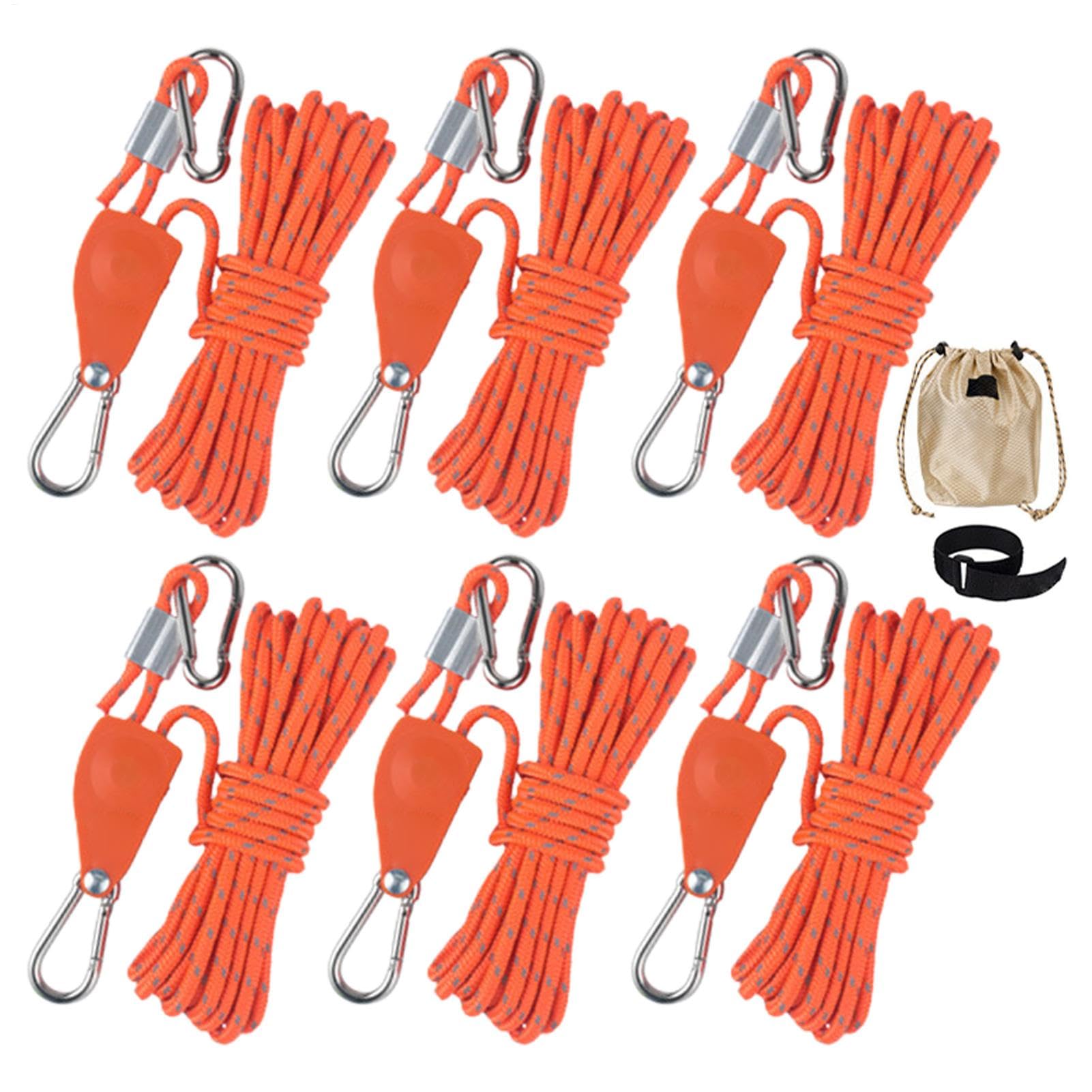 6pcs Heavy Duty Retractable Ratchet Straps, Rope Ratchet Tie Down, Outdoor Camping Ratchet Cord, Reflective Tent Rope, Adjustable Ratchet Straps For Camping Kayak, Tent Ratchet Straps, Awning Tie Down von Dgayaeic